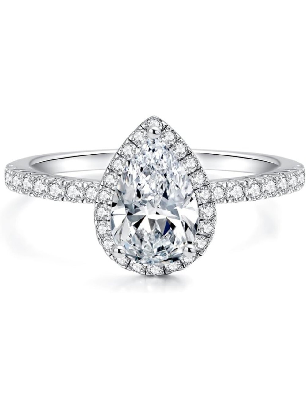 Stunning Halo Moissanite Engagement Ring, 1.64ct D Color, Sterling Silver, Size